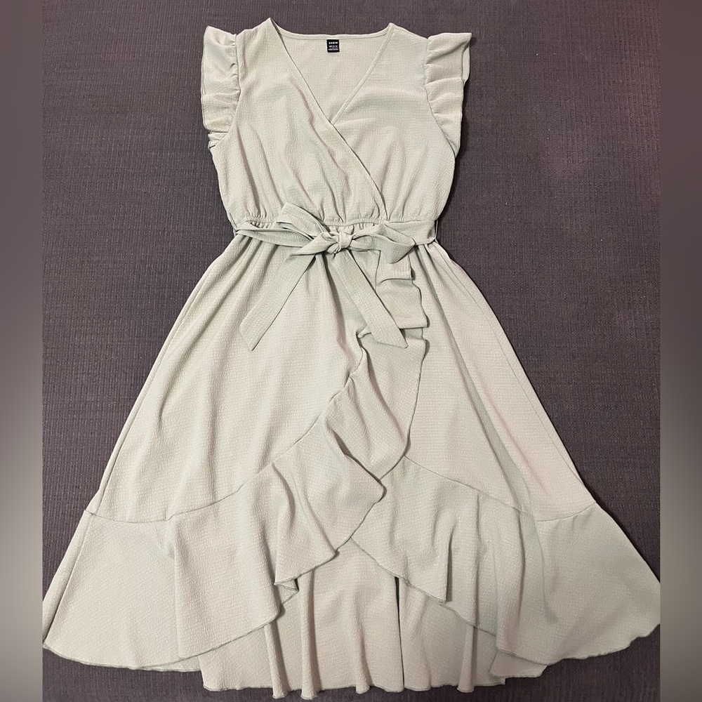 SHEIN Sage Midi Dress with Ruffle Hem NEW